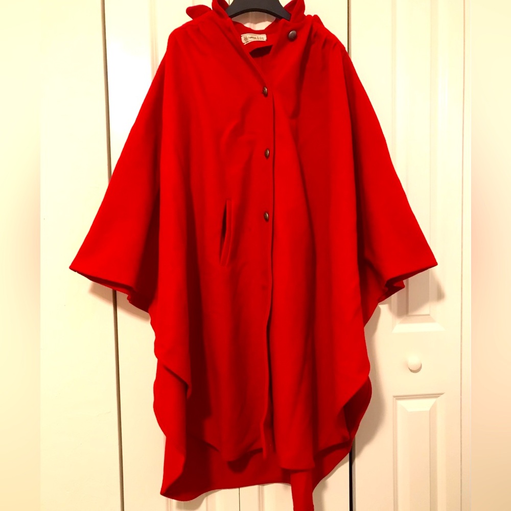 Herman Kay Cape-Coat - Red- 100% Wool One size